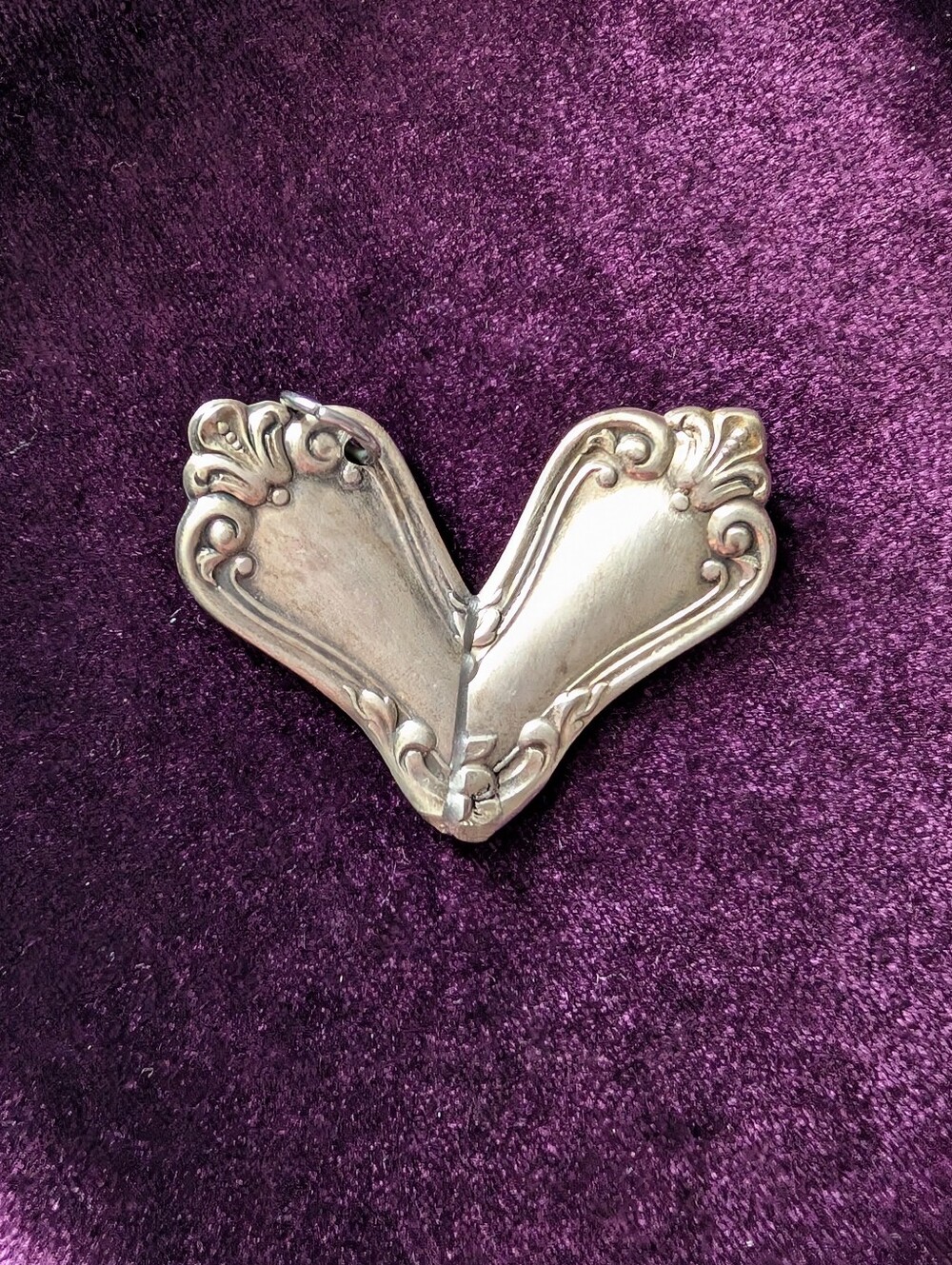 Vintage Ornate Silverware Heart Pendant